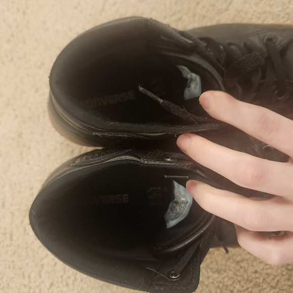 Converse Chuck Taylor Shoe Men 10 Leather Black All-Star High-Top Gum Sole - Picture 7 of 7